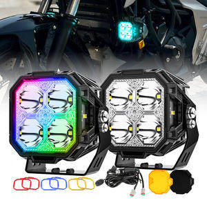 Accesorios <span class=keywords><strong>de</strong></span> Iluminación para Automóviles, Luces <span class=keywords><strong>de</strong></span> Conducción RGB Súper Anchas Sin Puntos Ciegos, Luces Laterales <span class=keywords><strong>de</strong></span> Proyección para Motocicletas Todoterreno, Bisel Rojo, Azul y Amarillo en la Parte Delantera para SUV - Product Image 1