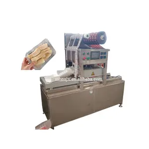 vacuum film skin food container tray packer|plastic tray box shrimp fish packing machine|vacuum shrink film skin sealer