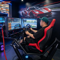 Simulador de Conducción con Plataforma de Movimiento, Soporte para 3 Monitores, Juego Completo Moza, Cabina de Simulación de Carreras