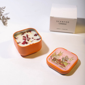 Bougie parfumée en cire de soja dans un pot en métal, motif lapin en sucre coloré, aromathérapie, cadeau de Noël et de Thanksgiving haut de gamme, vente en gros - Product Image 5