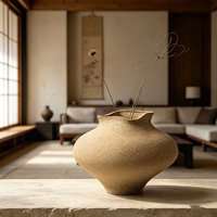 Vase en céramique vintage de style chinois, pot décoratif en terre cuite Wabi-Sabi, ornement pour arrangement floral en céramique pour salon