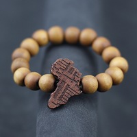 Bracelet de carte africaine en bois sculpté en croix de vente chaude d'Europe des États-Unis chaîne élastique symbole religieux chrétien pour hommes