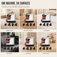 Machine commerciale de nettoyage de tissus et de tapis 3-en-1, réservoir propre de 1300ml, lavage à l'eau chaude et à la vapeur, puissance d'aspiration de 1200W 13KPa