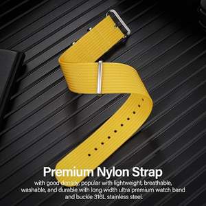 Bracelets de montre en nylon balistique premium à nervures 18mm <span class=keywords><strong>19mm</strong></span> 20mm 22mm, remplacement élégant pour hommes, blanc jaune acier pour montres intelligentes - Product Image 2