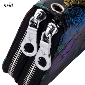 Ví nữ thời trang mới nhất có dây đeo tay, ví dài ngăn đôi khóa kéo chống trộm <span class=keywords><strong>RFID</strong></span>, ví da thật, ví nữ có ngăn đựng thẻ sơn màu - Product Image 4