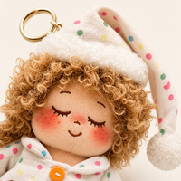 Porte-clés en peluche douce et mignonne de 14 cm, motif bébé endormi, boule moelleuse avec rembourrage en coton PP, pour filles de 14 ans et plus, cadeau de fête