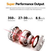 Trottinette électrique pliable, batterie au lithium, alliage d'aluminium forgé, absorption des chocs arrière, 36V10.4Ah, 120kg, vitesse 18km/h+, autonomie 35km+
