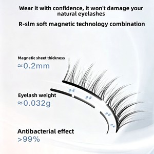 Faux cils magnétiques imperméables sans colle, plats, en cheveux synthétiques naturels, réutilisables, taille voyage, vente en gros - Product Image 4