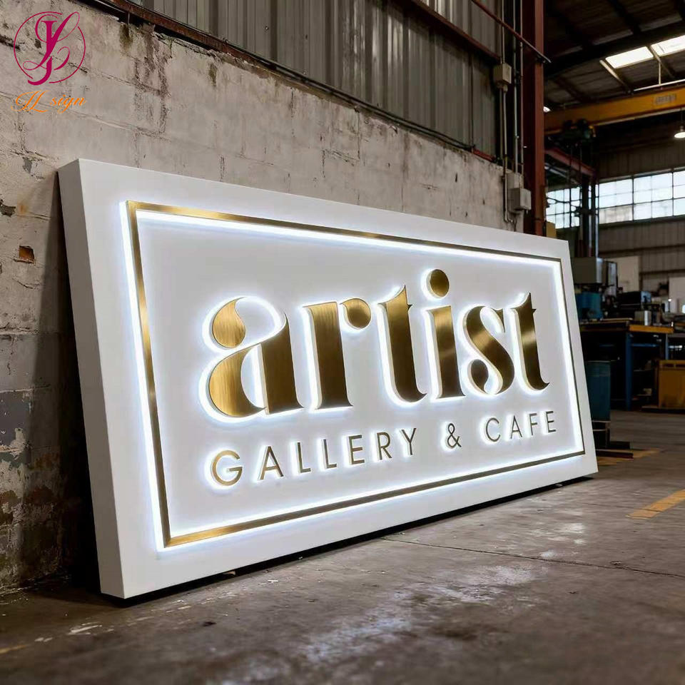 Outdoor Waterproof Advertising Metal Gold Mirror Backlit Letter — free download