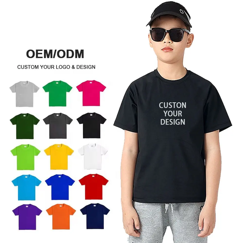 Grosir kaus anak-anak katun Cina kaus polos musim panas anak laki-laki dan perempuan untuk anak muda untuk anak balita remaja