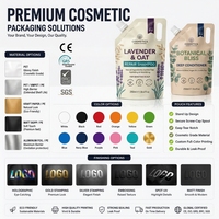 Pochette à bec verseur personnalisée, premium, imprimée mat, avec poignée ergonomique, sans BPA, pour emballage rechargeable de shampoing réparateur à la lavande et de savon liquide