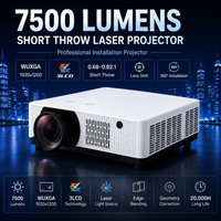 Projecteur laser à courte focale 0,68-0,82:1, 7500 lumens, WUXGA 3LCD avec déplacement de l'objectif pour une projection immersive