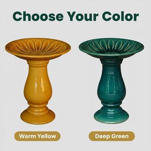 Bain d'oiseaux moderne en céramique verte Esschert Design avec grand socle <span class=keywords><strong>pour</strong></span> <span class=keywords><strong>jardin</strong></span> - Product Image 3