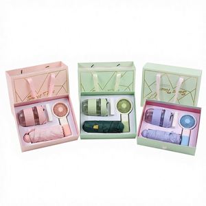 Luxury Summer 3 1 Corporate Gift Set Handheld Fan UPF50+ Folding Umbrella Plastic Water <b>Cup</b> Custom Logo Bulk Wholesale Gift - Product Image 1