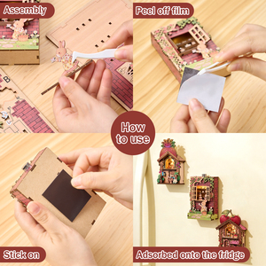Kit DIY Aimant de Réfrigérateur à Forte Marge, Puzzle 3D en Bois, Miniature de Réfrigérateur, <span class=keywords><strong>Mini</strong></span> Book Nook, Décoration Maison, Cadeau Créatif Fait Main - Product Image 2