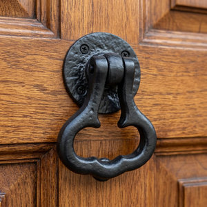 <b>Rustic</b> Cast Iron Ring <b>Door</b> Knocker Black Antique Style Entry <b>Door</b> Hardware - Product Image 1