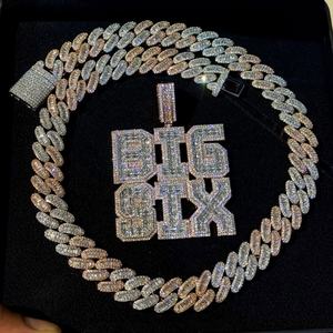 뜨거운 판매 925 스털링 실버 쿠바 링크 체인 목걸이 투톤 아이스 8mm-15mm 패스 다이아몬드 테스터 VVS 모이사나이트 힙합 - Product Image 4