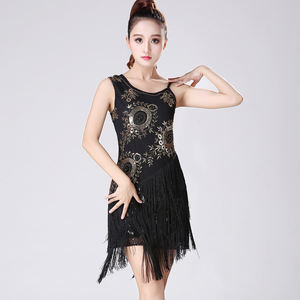 Robe de danse de compétition et d'entraînement pour femmes et filles, de haute qualité, pour les danses de salon, le tango <span class=keywords><strong>latin</strong></span>, le jazz, le samba moderne, la rumba, jupe à franges, 4 couleurs - Product Image 4