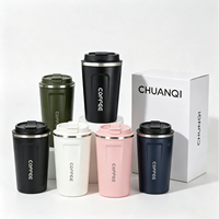 Mug à café isotherme en acier inoxydable 380 ml 510 ml avec couvercle rabattable portable, logo personnalisé, finition mate, tasse de voyage sous vide, cadeau