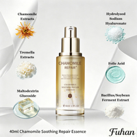 Sérum Visage Apaisant et Réparateur à la Camomille Bio et aux Herbes Naturelles, Extrait de Tremella et Ferment de Soja, Acide Folique, Hydratant et Nourrissant
