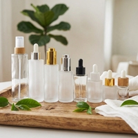 Flacon cosmétique de luxe vide en verre dépoli 30 ml pour soins de la peau et huile capillaire avec compte-gouttes