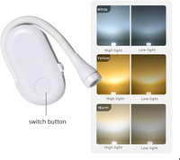 Lampe de bureau LED tricolore rechargeable par USB Mini lampe à pince blanche moderne pour la lecture de chevet Cadeau parfait pour hommes femmes livre