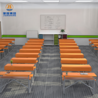 Ensemble de mobilier de classe Jiansheng, pupitre scolaire double en bois avec banc pour l'école