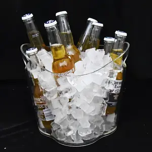 Декоративные ведра для льда для ночного клуба, элегантные декоративные пластиковые ведра для льда высокой емкости со светодиодной подсветкой