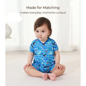 Mono de bebé unisex al por mayor, de manga corta, de viscosa de bambú, transpirable, de una pieza, con cuello redondo, para verano - Product Image 3