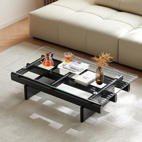 Table basse en bois moderne haut de gamme, durable et écologique, avec plateau en verre rectangulaire noir, pour salon, hôtel, meubles de salon