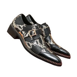 Mocasines Monk Strap Negros y Verdes con Cordones, de PU Transpirable, Antideslizantes, con Estampados de Animales, Ligeros, que Aumentan la Altura, Zapatos de Vestir para - Product Image 1