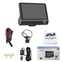 Caméra de tableau de bord d'enregistrement automatique voiture DVR 4 pouces écran Dash Cam 3 caméras objectif enregistreur vidéo Portable avec caméra de recul