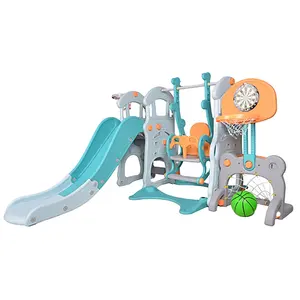 Fabricante Popular Playground Barato Bebê Slide e Swing Set Plastic Porta Interior para Uso Doméstico 4 em 1 Juegos Para Ninos JOYEDEN