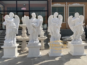 <span class=keywords><strong>Pierre</strong></span> commémorative sculptée motifs de sculpture d'ange style français marbre <span class=keywords><strong>blanc</strong></span> quatre statues d'ange - Product Image 6