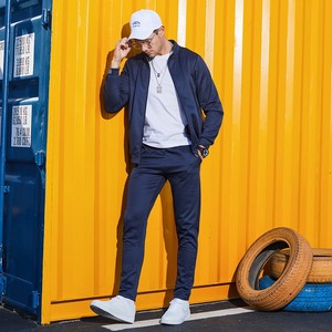 Ensemble deux pièces pour <span class=keywords><strong>homme</strong></span>, automne-hiver, nouveau, sport, couleur unie, mode, décontracté, polyvalent, veste et pantalon - Product Image 2