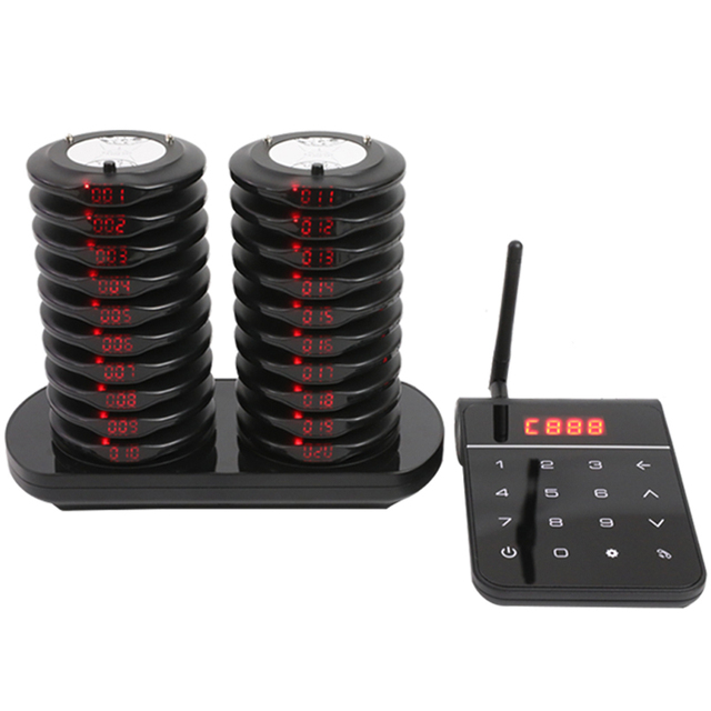 Touching Keyboard Vibrating Pagers Wireless Guest Buzzer Restaurant Service Paging System for Cafe Bank Hotel Clinic