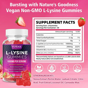 Gummies de L-<span class=keywords><strong>Lysine</strong></span> 1000mg à Marque Blanche OEM/ODM avec Vitamine C, B12 et Zinc <span class=keywords><strong>pour</strong></span> <span class=keywords><strong>la</strong></span> <span class=keywords><strong>Peau</strong></span> et le Système Immunitaire – Supplément Végétalien Haute Puissance - Product Image 5
