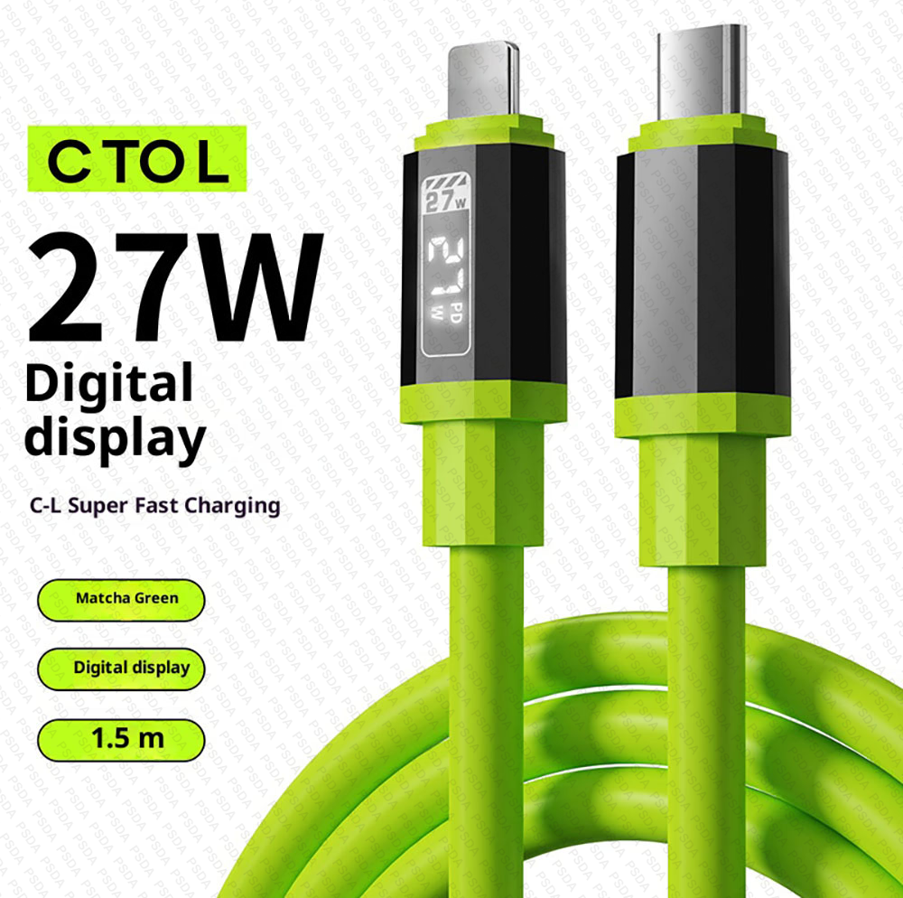 PD27W Intelligent Digital [Vert] Type-C vers USB-L de 1,5 mètre