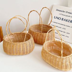 Cesta de mimbre para comida al aire libre con mini mango hecha a mano multicolor - Product Image 5