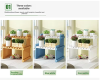 Étagère à double niveau en bambou massif, type échelle moderne, pour vitrine, rangement de pots et livres, salon, durable et écologique