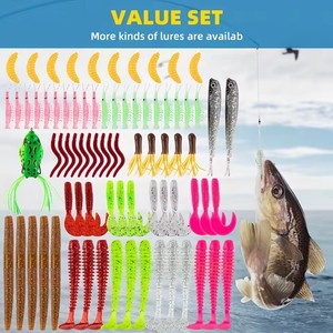 Ensemble de leurres de pêche en métal et plastique Spoil Catch avec boîte à leurres et attractifs pour la pêche au bar, à la truite, au saumon en lac et en ruisseau, vers souples en plastique - Product Image 5