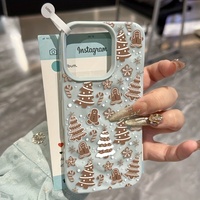 Coque de téléphone 3D plissée antichoc motif sapin de Noël, flocon de neige et bonhomme en pain d'épices pour iPhone 17 16 15 Pro Max – Vente en gros