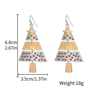 Pendientes colgantes con forma de árbol de Navidad, joyería geométrica de aleación para fiesta, cadena plateada D1450 - Product Image 5