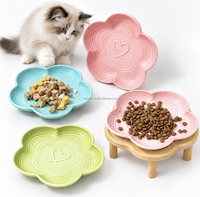 MoMoPaw Gamelle surélevée en céramique pour animaux de compagnie, forme fleur, écologique, solide, moderne, étanche, facile à nettoyer