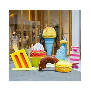 2022 Ontwerp Glasvezel Ijsje Candyland 3d Props Snoep Props Sculptuur Voor Thema Park Winkel Winkel Decor