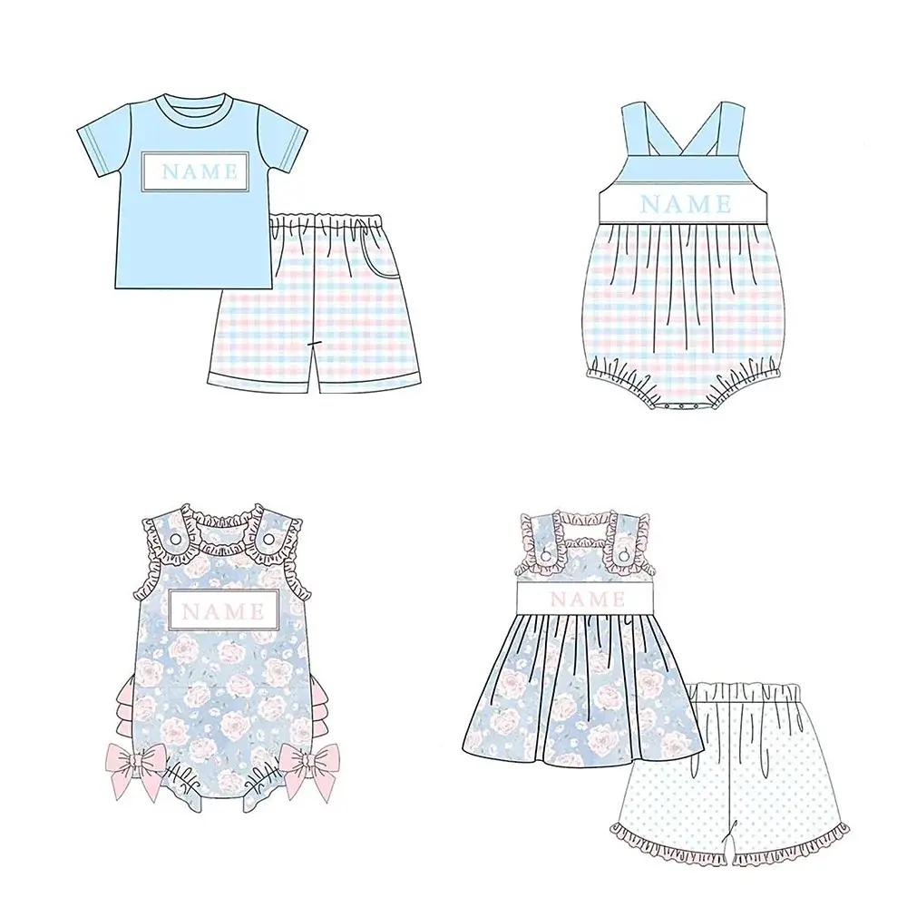 Custom Design Kinderen Matching Boutique Outfit Custom Naam Kids Wear Boutique Baby Meisjes Kleding Sets