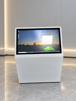 Kiosque tactile sur pied blanc avec écran OLED, terminal d'affichage numérique interactif pour centres commerciaux et magasins de détail