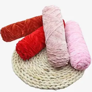 Fil tricoté en polyester teint à base de chenille, 100% fils, tricoté, avec crochet, turquie, hebei, prix en gros