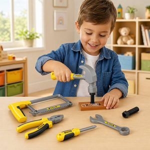 Coffret d'outils de jeu pour enfants avec marteau, scie, pinces, clé à molette, tournevis et mallette de transport pour l'apprentissage ludique - Product Image 3