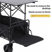 Chariot de camping extérieur, table pliante portable réglable en hauteur, parasol, remorque de camping mobile, modèle métallique